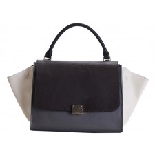 Borsa a tracolla Celine Trapeze in pelle di vitello multicolore cioccolato/grigio/crema