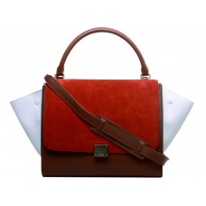 Borsa a tracolla Celine Trapeze in pelle di vitello multicolore rosso/marrone/bianco