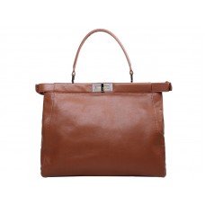 Borsa Fendi Peekaboo in pelle di vitello marrone