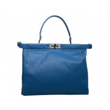 Borsa Fendi Peekaboo in pelle di vitello blu acceso