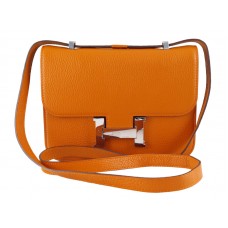 Borsa a tracolla singola Hermes Constance 23 in pelle Togo arancione