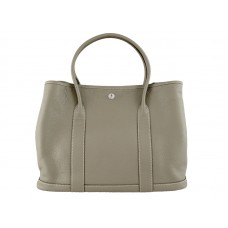 Borsa tote Hermes Garden Party Togo in pelle grigia