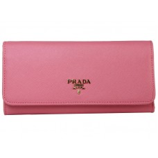 Portafoglio Prada in pelle Saffiano rosa scuro
