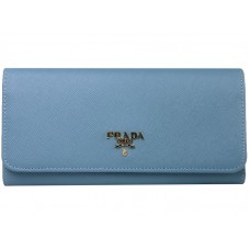 Portafoglio Prada in pelle Saffiano azzurro