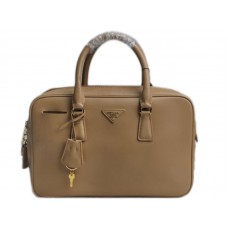 Borsa a mano Prada in pelle di vitello Saffiano beige