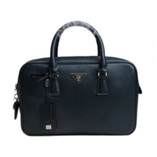 Borsa a mano Prada in pelle di vitello Saffiano blu scuro