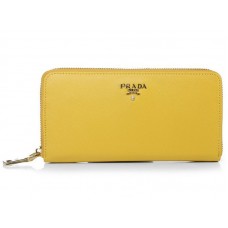 Portafoglio Prada Saffiano Zippy giallo