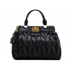 Miu Miu Matelasse Double Handle Satchel Nero