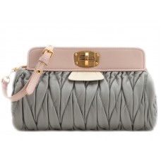 Miu Miu Matelasse Oversized Convertible Clutch Grigio