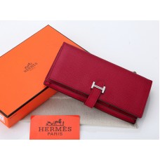 Portafoglio bi-fold Hermes Epsom Original in pelle di vitello Bearn Japonaise, bordeaux