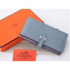 Portafoglio bi-fold Hermes Dogon Togo Original in pelle di vitello Bearn Japonaise, blu chiaro