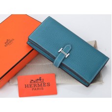 Portafoglio bi-fold Hermes Dogon Togo Original in pelle di vitello Bearn Japonaise, blu medio