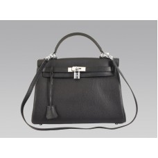Hermes Kelly 32cm Togo Leather Clemence Nero