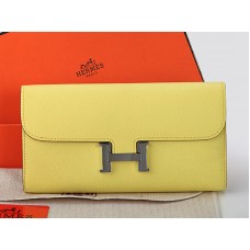 Portafoglio lungo Hermes Epsom Original Calfskin Constance giallo
