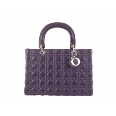 Borsa Dior grande in pelle di agnello viola