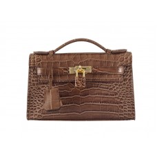 Hermes Matte Kelly Pochette Coccodrillo Havanne