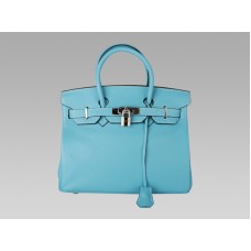 Hermes Birkin 30 centimetri Togo Pelle Bleu Thalassa