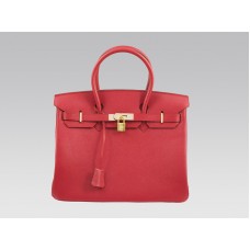 Hermes Birkin 35cm Clemence Rouge Vif con hardware dorato