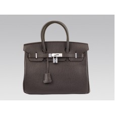 Hermes Birkin 30cm in pelle Togo color cioccolato con finiture in argento
