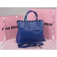 Borsa a mano in pelle smaltata Miu Miu blu