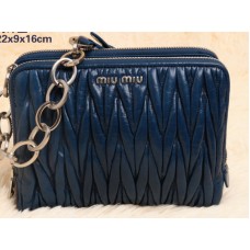 Miu Miu Mini borsa a tracolla in pelle matelassé smaltata blu