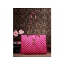 Borsa shopping classica monogramma Yves Saint Laurent in pelle trapuntata grain de poudre fucsia rossetto