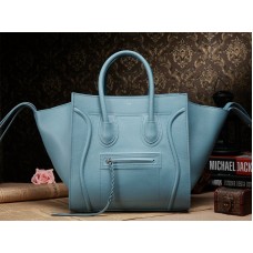 Borsa tote Celine Luggage Phantom Square in pelle Epsom blu