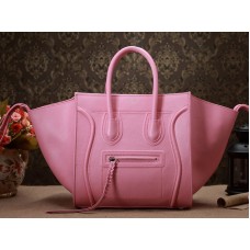 Borsa tote Celine Luggage Phantom Square in pelle Epsom rosa