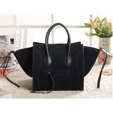 Borsa tote Celine Luggage Phantom Square in pelle scamosciata blu scuro
