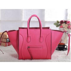 Borsa tote Celine Luggage Phantom Square in pelle Togo rosa acceso