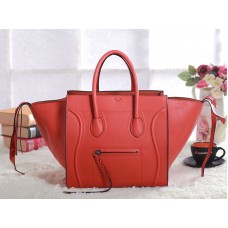Borsa tote Celine Luggage Phantom Square in pelle Togo arancione