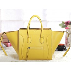 Borsa tote Celine Luggage Phantom Square in pelle Togo gialla