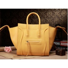 Borsa tote Celine Luggage Phantom Square in pelle Epsom gialla