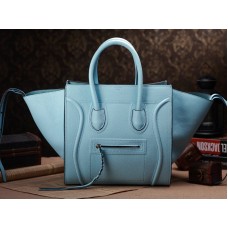 Borsa tote Celine Luggage Phantom Square in pelle Togo blu chiaro