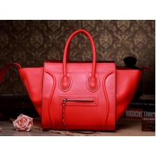 Borsa tote Celine Luggage Phantom Square in pelle Togo arancione e rossa