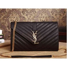 Borsa a mano media YSL Monogram in pelle trapuntata nera con texture effetto polvere