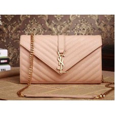 Borsa Ysl media con monogramma in pelle matelasse testurizzata poudre beige scuro