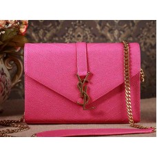 Ysl Small Monogramme Satchel Rossetto Fucsia Pelle Matelasse Granulata