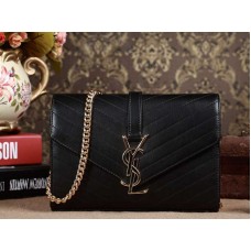 Borsa a tracolla piccola Ysl Monogramme in pelle matelassé nera