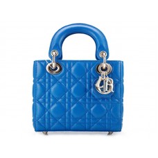 Borsa Dior Nano in pelle con hardware dorato e blu