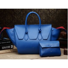 Borsa a mano Celine Tie Nano in pelle blu