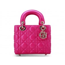Borsa Dior Nano in pelle con hardware dorato rosa shocking