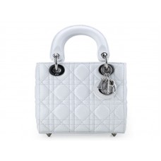Borsa Dior Nano in pelle con hardware argento e bianca