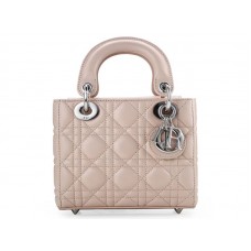 Borsa Dior Nano in pelle con hardware argento beige