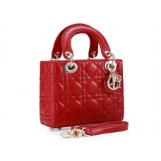 Borsa Dior Lady Dior Nano in pelle con hardware dorato e rossa