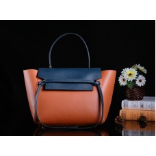 Borsa a tracolla Celine Mini in pelle di vitello liscia cammello e blu