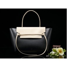 Borsa a tracolla Celine Mini in pelle di vitello liscia nera con beige