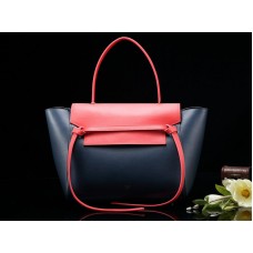 Borsa a tracolla Celine Mini in pelle di vitello liscia blu notte con rosso indiano