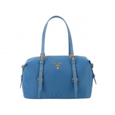 Borsa a tracolla Prada Bauletto in tessuto Blu