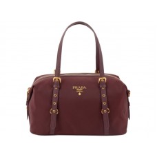 Borsa a tracolla Prada Tessuto Bauletto Satchel Burgundy